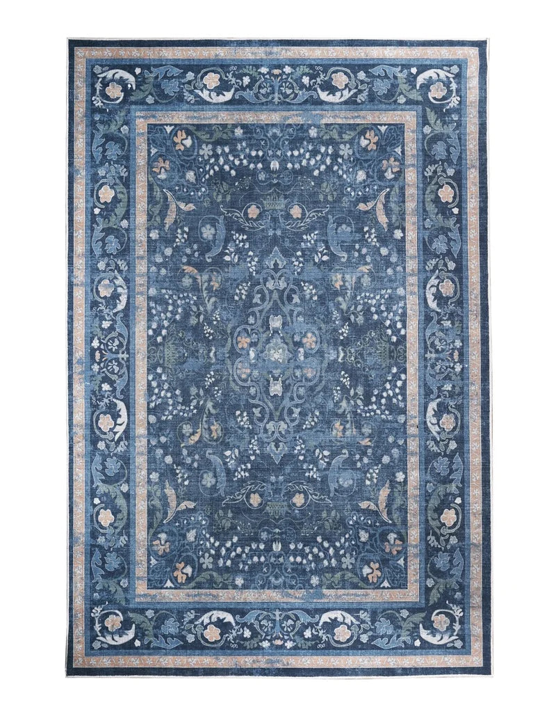 Indigo Bloom Chenille Rug