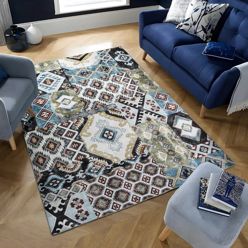 Batik Geo Patchwork Chenille Rug