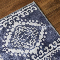 Bluish Patchwork Chenille Cotton Rug 