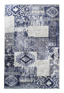 Bluish Patchwork Chenille Cotton Rug 