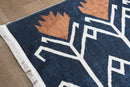 Blue Printed Kilim Style Rug 