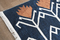 Blue Printed Kilim Style Rug 