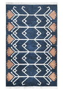 Blue Printed Kilim Style Rug 